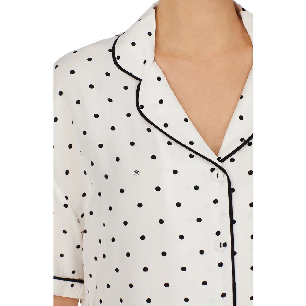 REFINERY29 NWT Piera Crop Pajama Top In Black/white Mini Logo Dot Size 3X